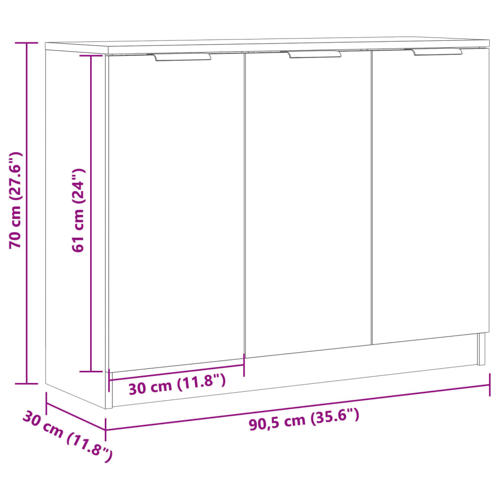 vidaXL Aparador de madera de ingeniería envejecida 90,5x30x70 cm