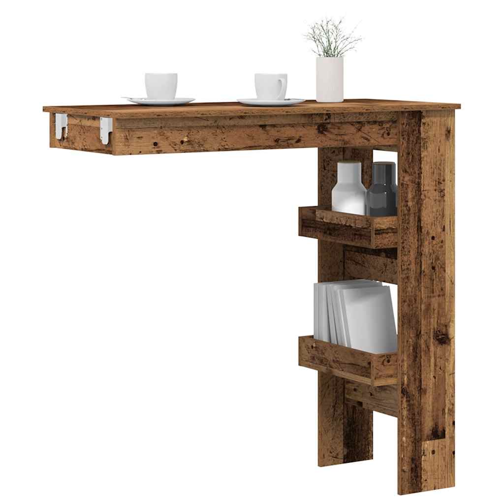 vidaXL Mesa de bar de pared madera contrachapada envejecida