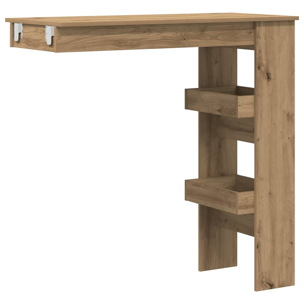 vidaXL Mesa de bar de pared contrachapada roble artisan 102x45x103,5cm