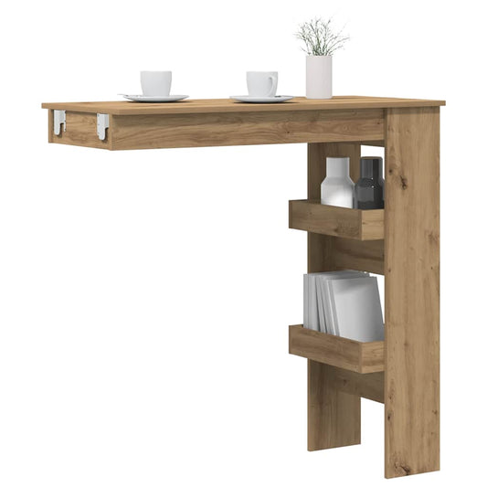 vidaXL Mesa de bar de pared contrachapada roble artisan 102x45x103,5cm