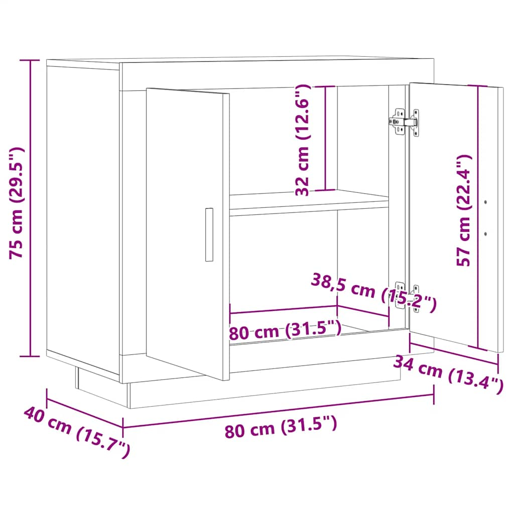 vidaXL Aparador de madera contrachapada envejecida 80x40x75 cm