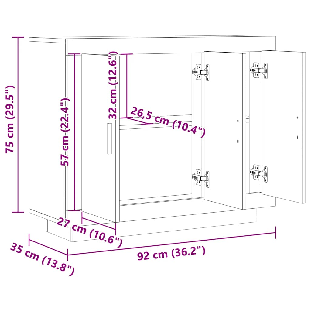 vidaXL Aparador de madera de ingeniería envejecida 92x35x75 cm