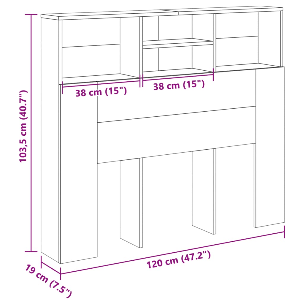 vidaXL Cabecero armario madera roble artisian 120x19x103,5 cm