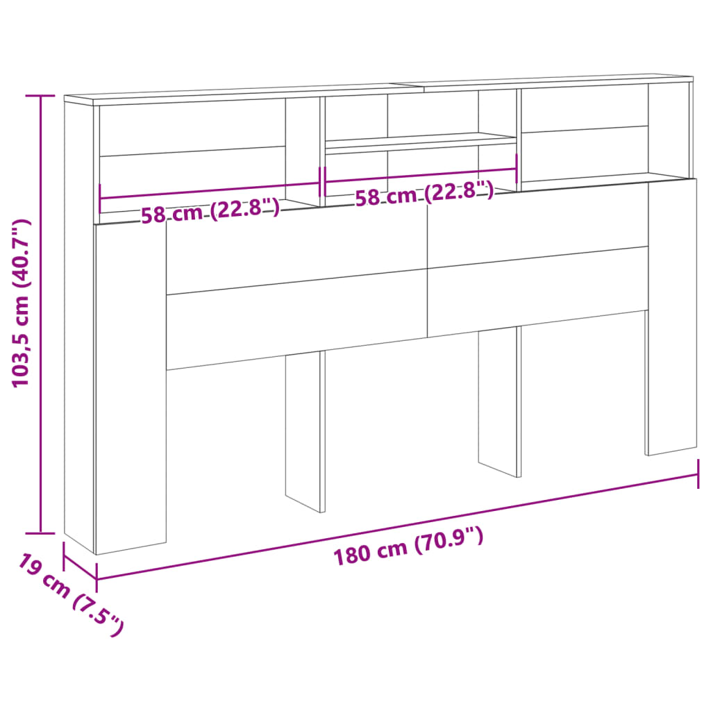 vidaXL Cabecero armario madera ingeniería envejecida 180x19x103,5 cm