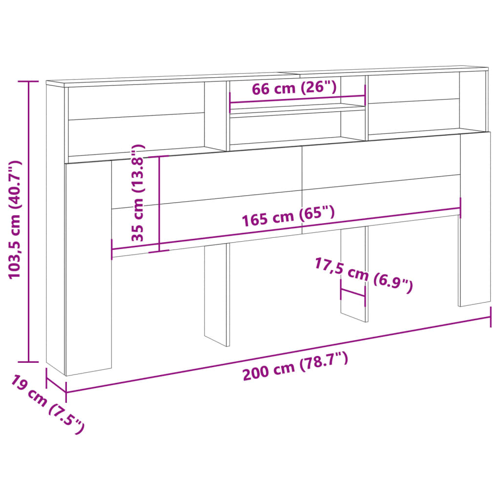 vidaXL Cabecero armario madera ingeniería envejecida 200x19x103,5 cm