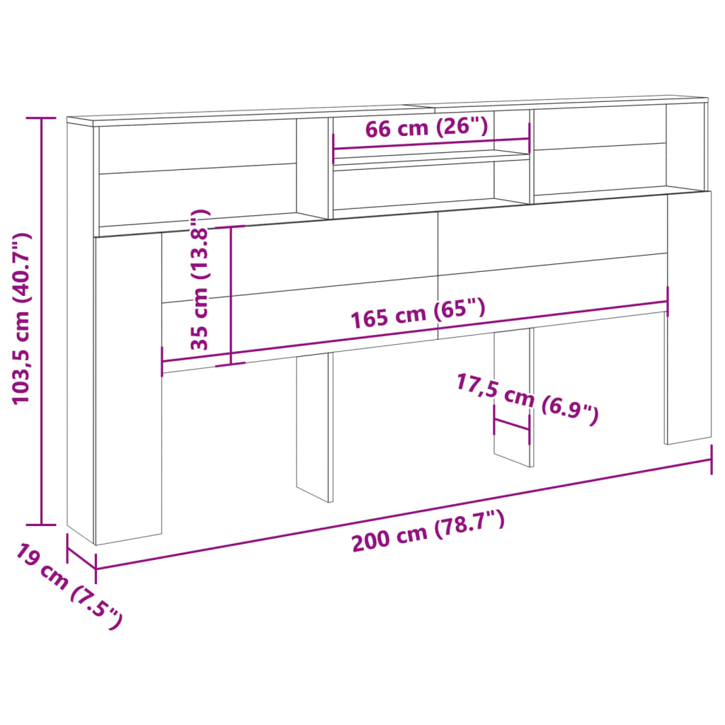 vidaXL Cabecero armario madera roble artisian 200x19x103,5 cm