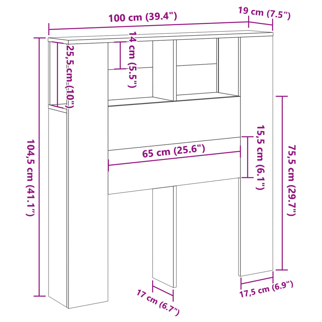 vidaXL Cabecero armario madera ingeniería roble artisan 100x19x104,5cm