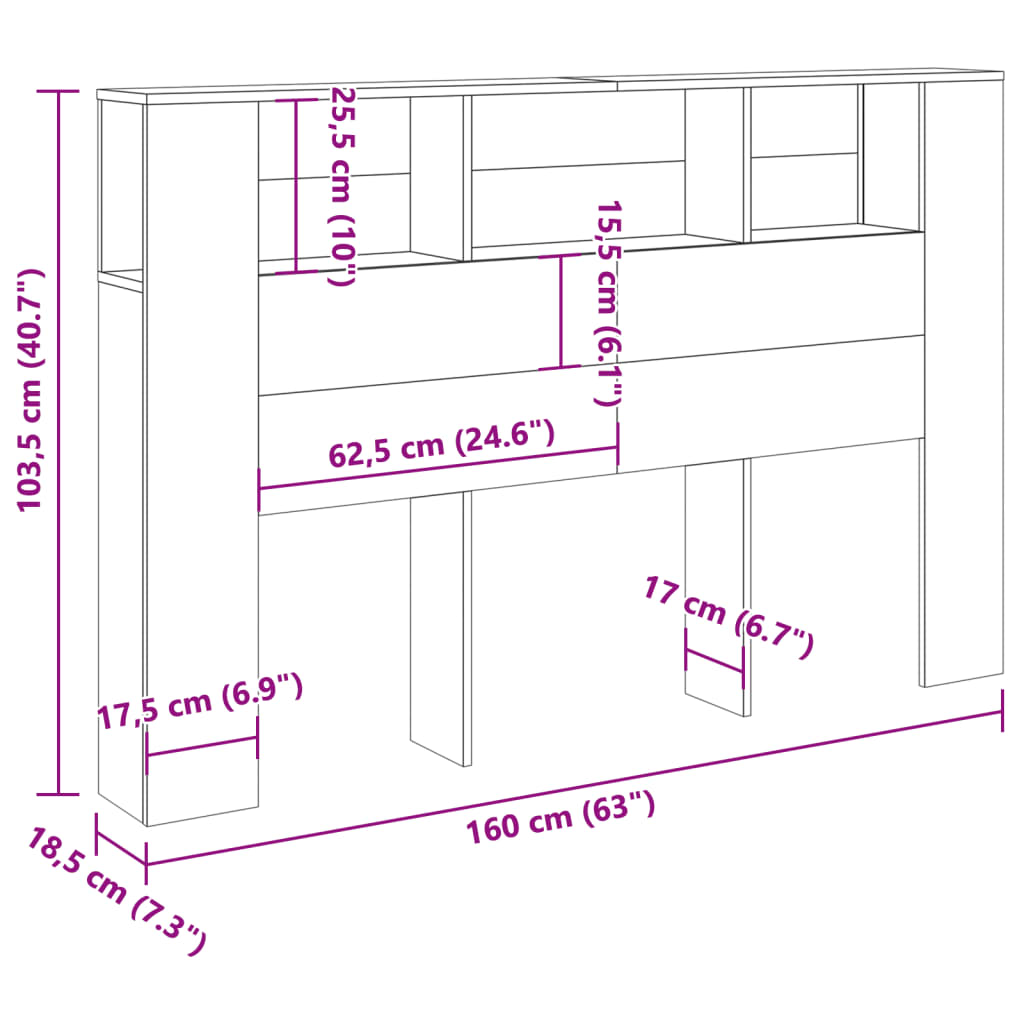 vidaXL Cabecero armario madera ingeniería envejecida 160x18,5x103,5 cm