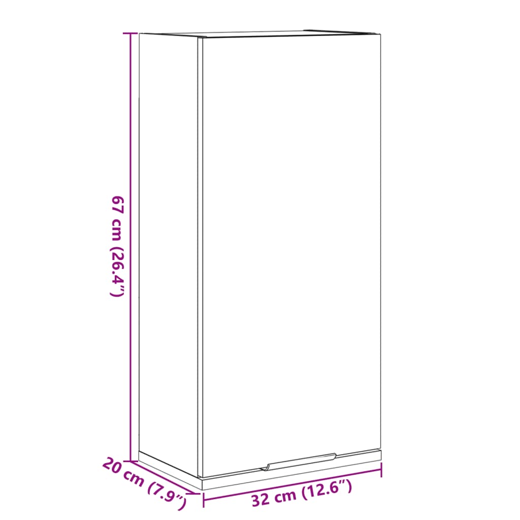 vidaXL Armario de baño de pared gris hormigón 32x20x67 cm