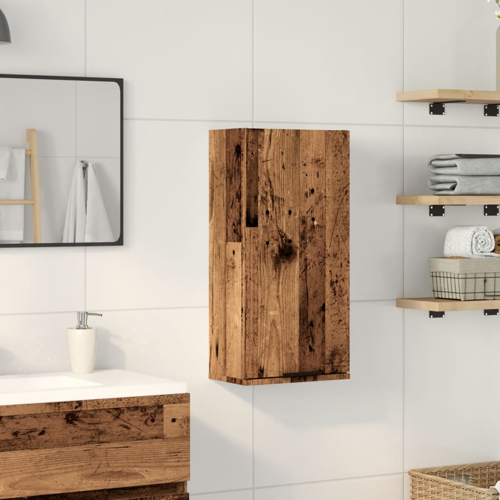 vidaXL Armario de baño de pared madera envejecida 32x20x67 cm