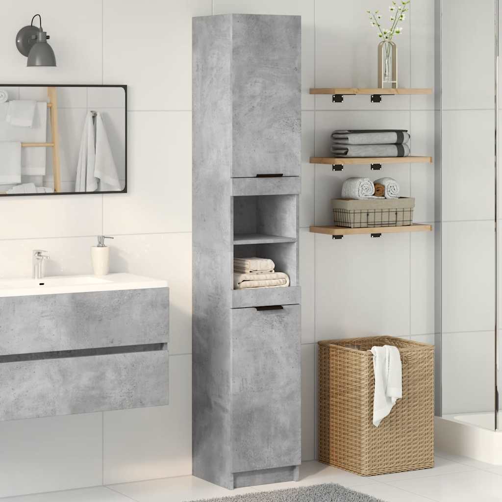 vidaXL Armario de baño contrachapada gris hormigón 32x34x188,5 cm