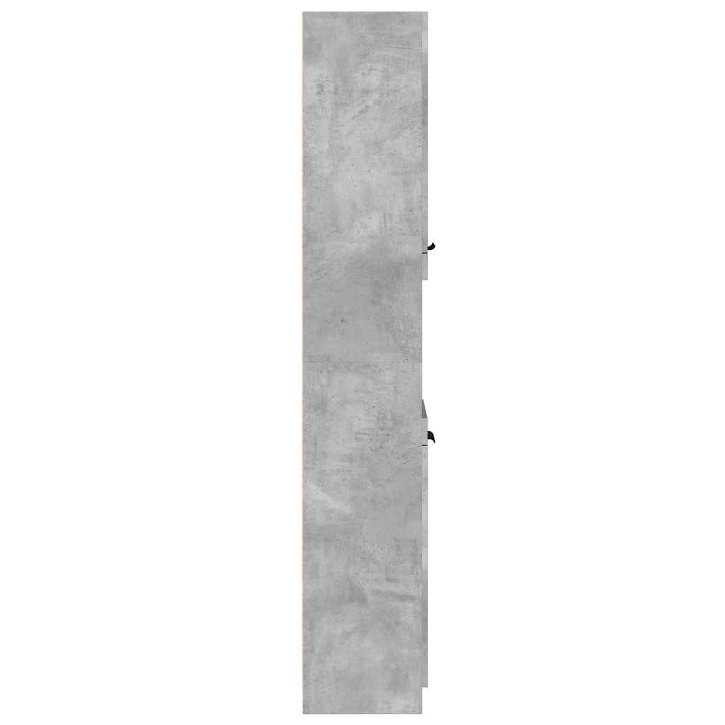 vidaXL Armario de baño contrachapada gris hormigón 32x34x188,5 cm