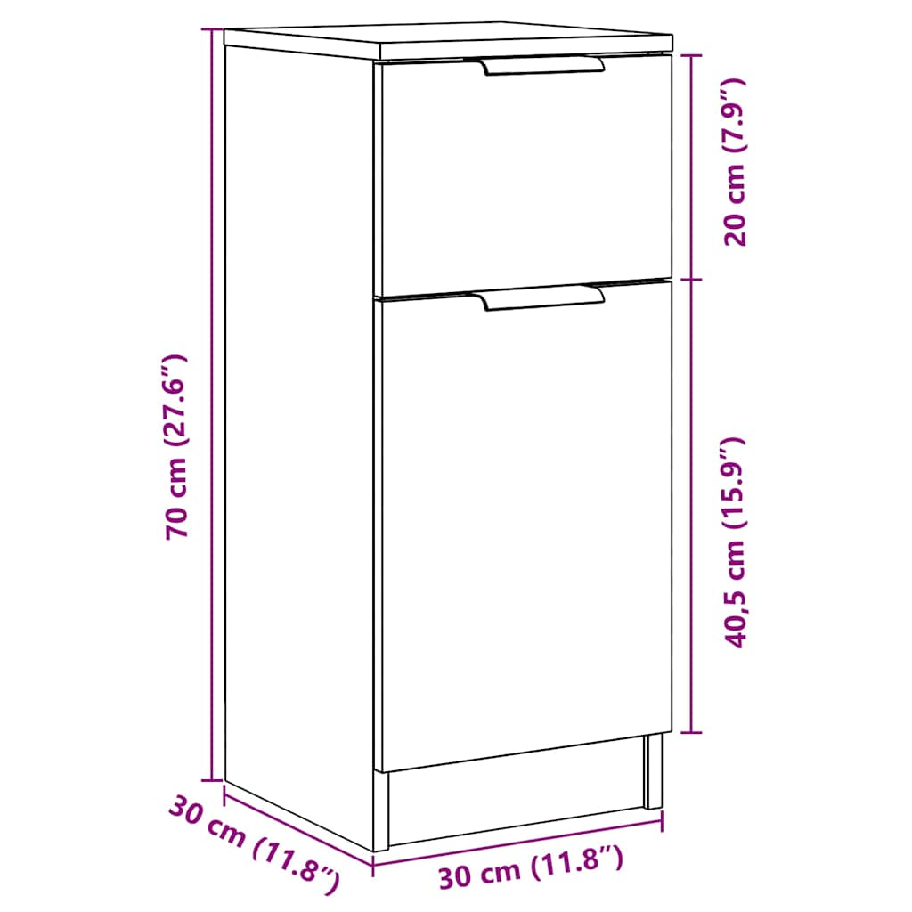 vidaXL Aparador madera de ingeniería madera envejecida 30x30x70 cm