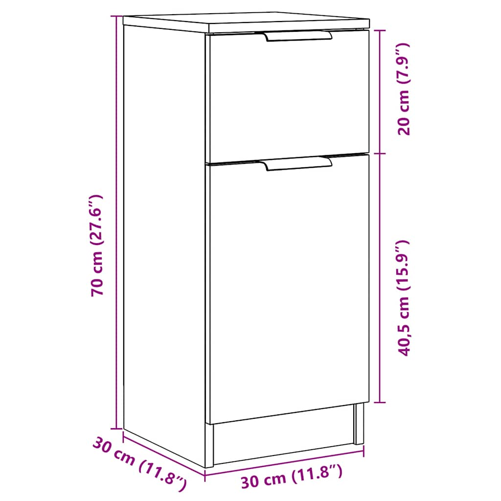 vidaXL Aparadores 2 uds madera ingeniería madera envejecida 30x30x70cm