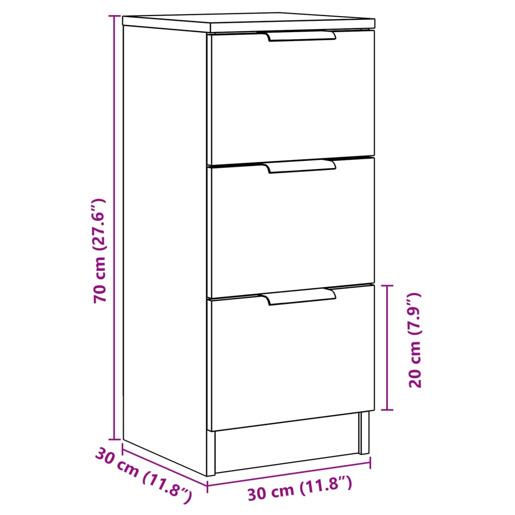 vidaXL Aparadores 2 uds madera ingeniería madera envejecida 30x30x70cm