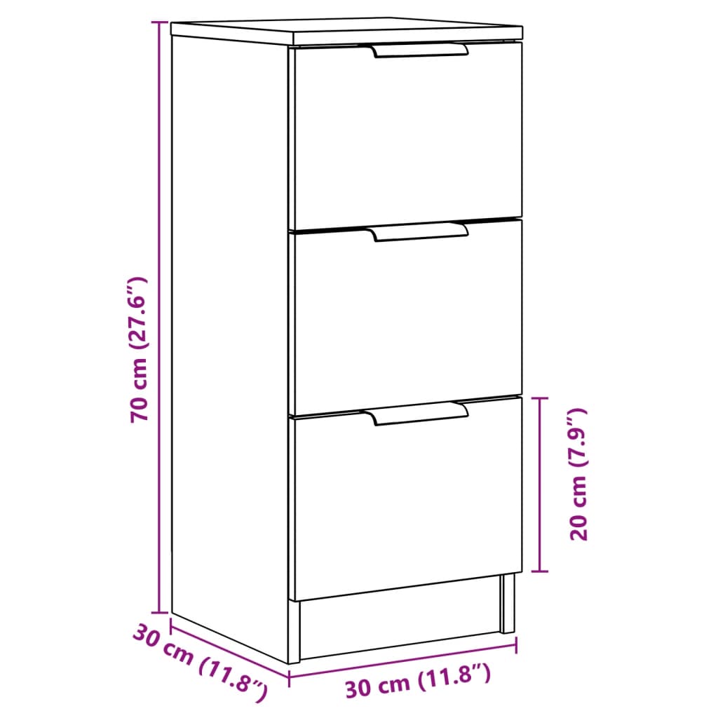 vidaXL Aparadores 2 uds madera ingeniería roble artisian 30x30x70 cm