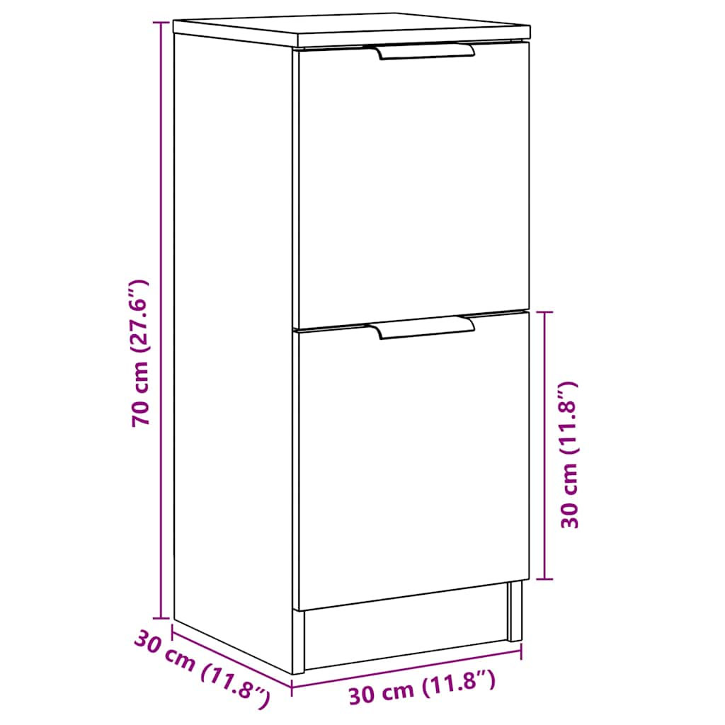 vidaXL Aparadores 2 uds madera ingeniería madera envejecida 30x30x70cm