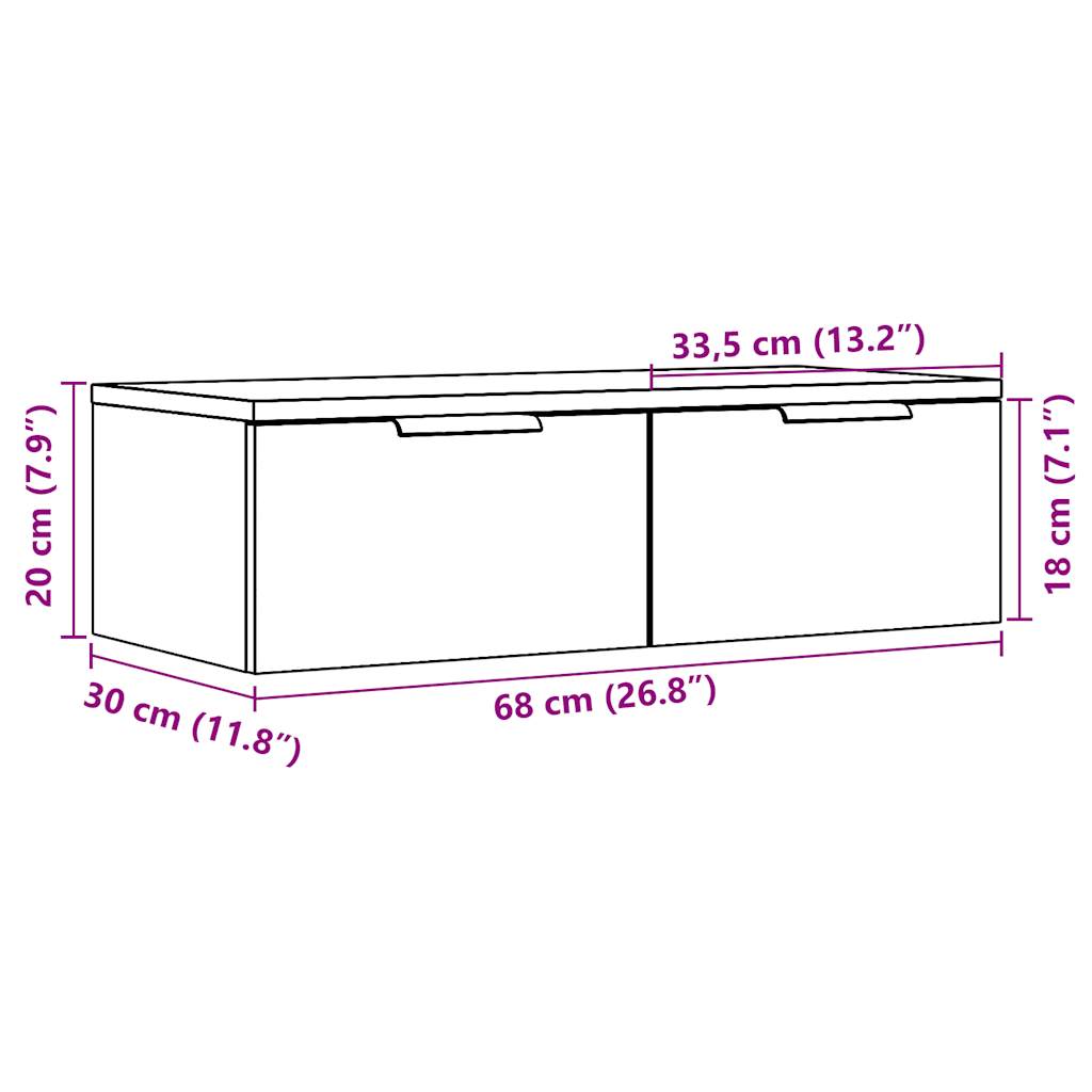 vidaXL Armario de pared madera de ingeniería envejecida 68x30x20 cm