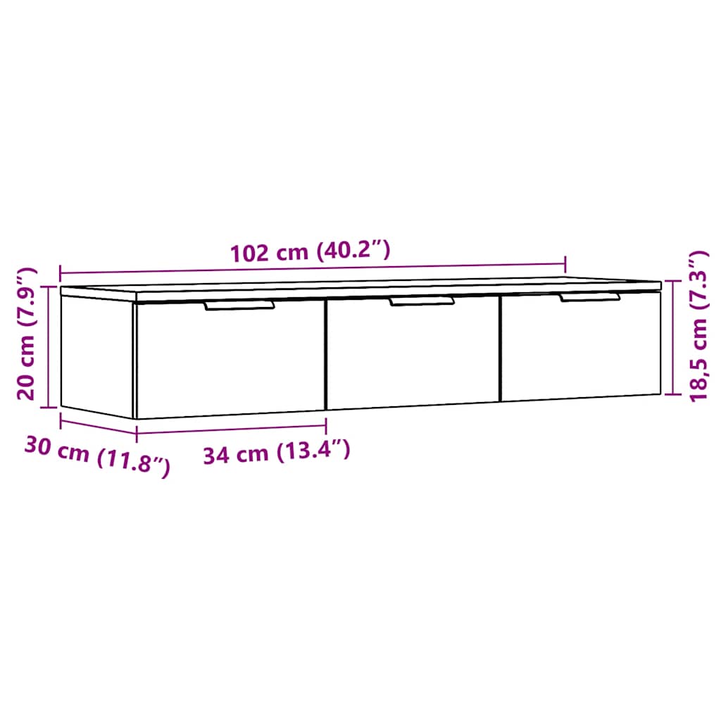 vidaXL Armario de pared madera ingeniería roble artesano 102x30x20cm