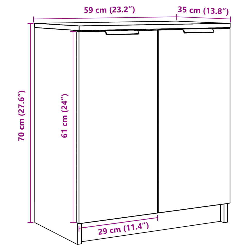 vidaXL Mueble zapatero madera de ingeniería roble artisian 59x35x70 cm