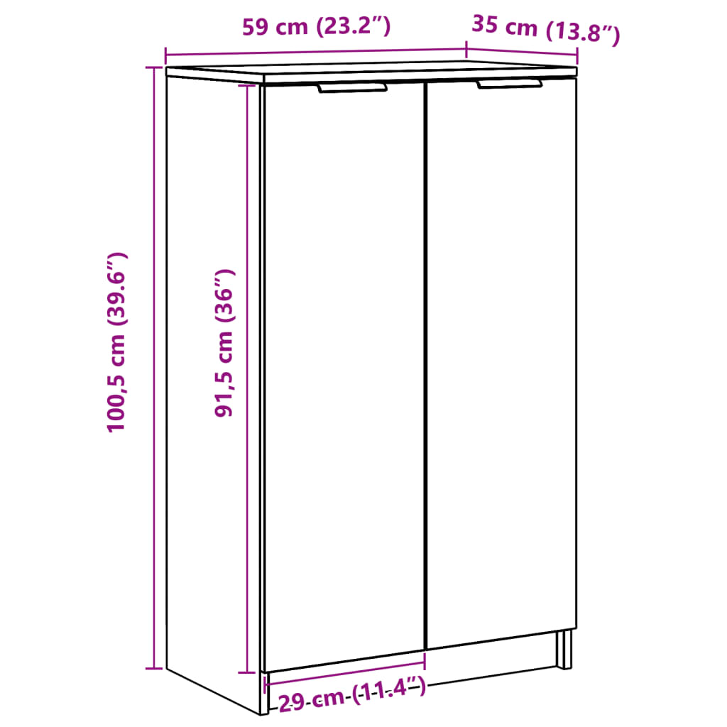 vidaXL Mueble zapatero madera ingeniería roble artisian 59x35x100,5 cm