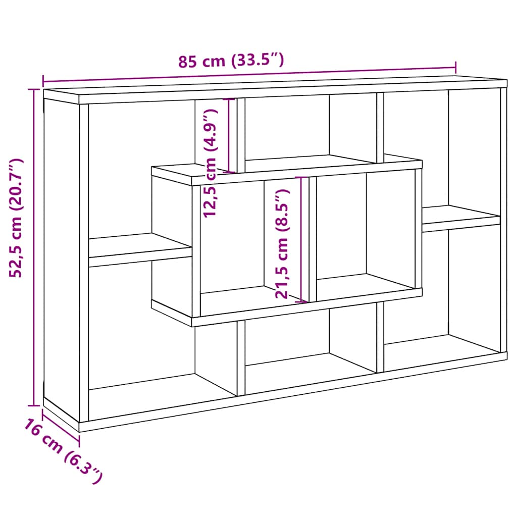 vidaXL Estantería pared madera contrachapada madera vieja 85x16x52,5cm