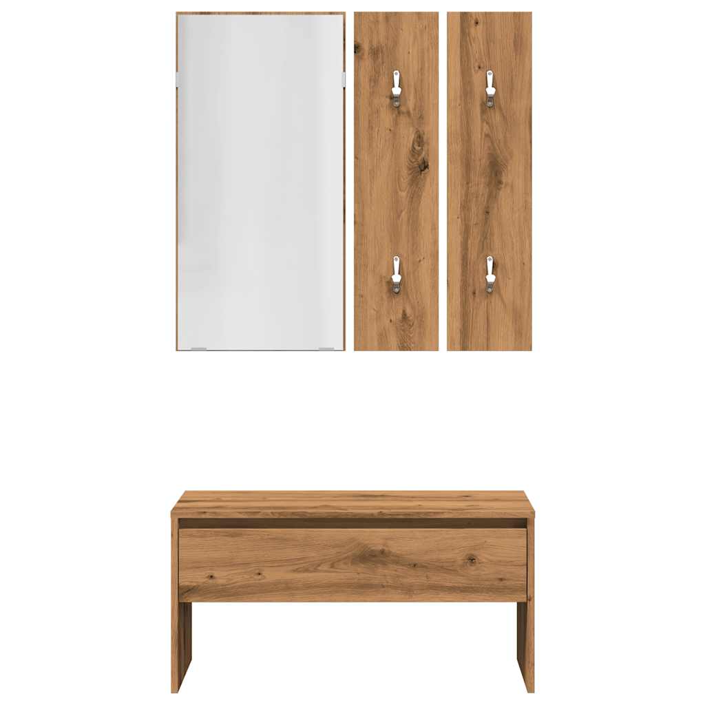 vidaXL Set de muebles recibidor madera contrachapada roble artesanal