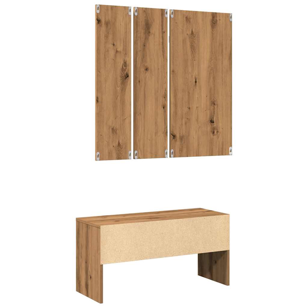 vidaXL Set de muebles recibidor madera contrachapada roble artesanal