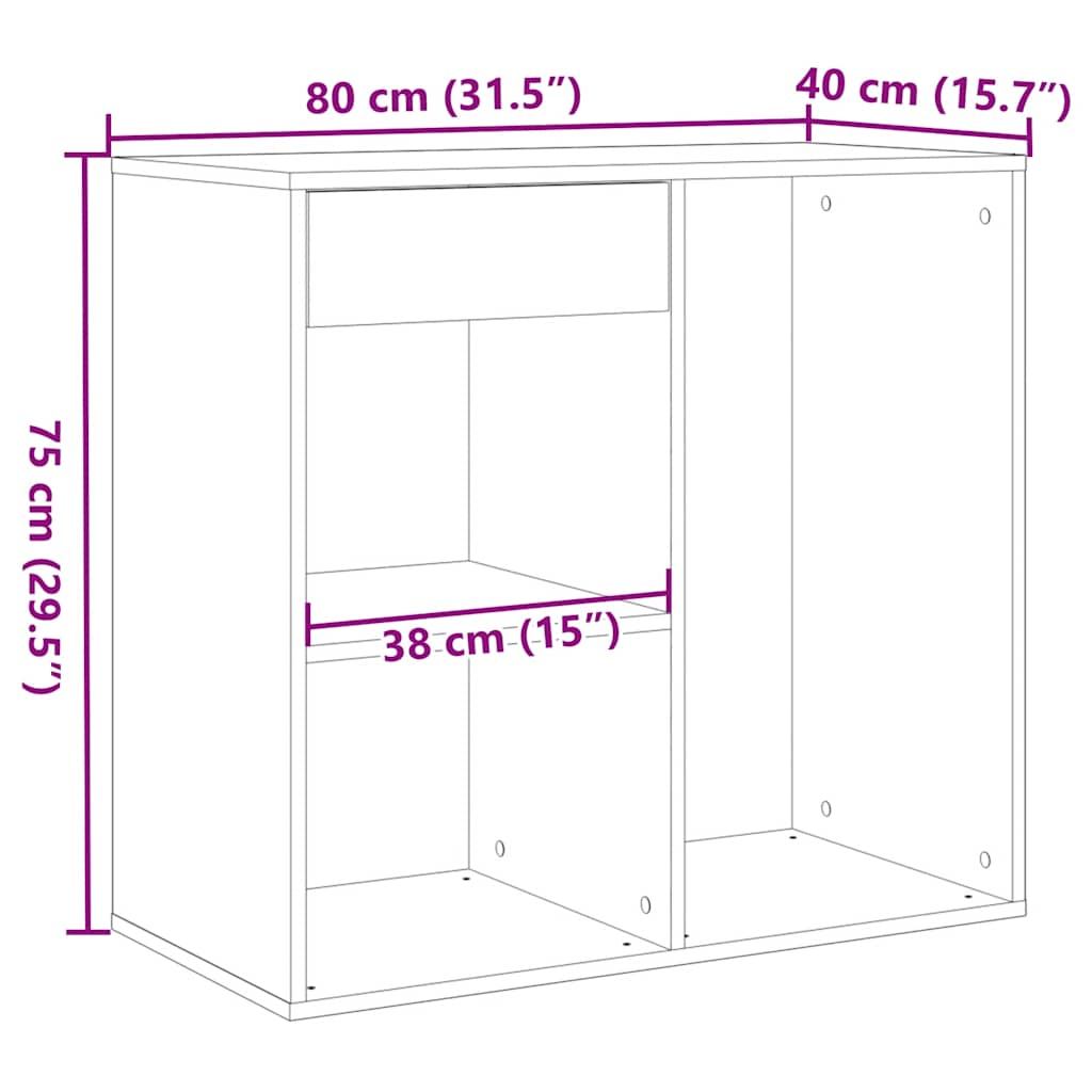 vidaXL Armario de maquillaje madera roble artesanal 80x40x75 cm