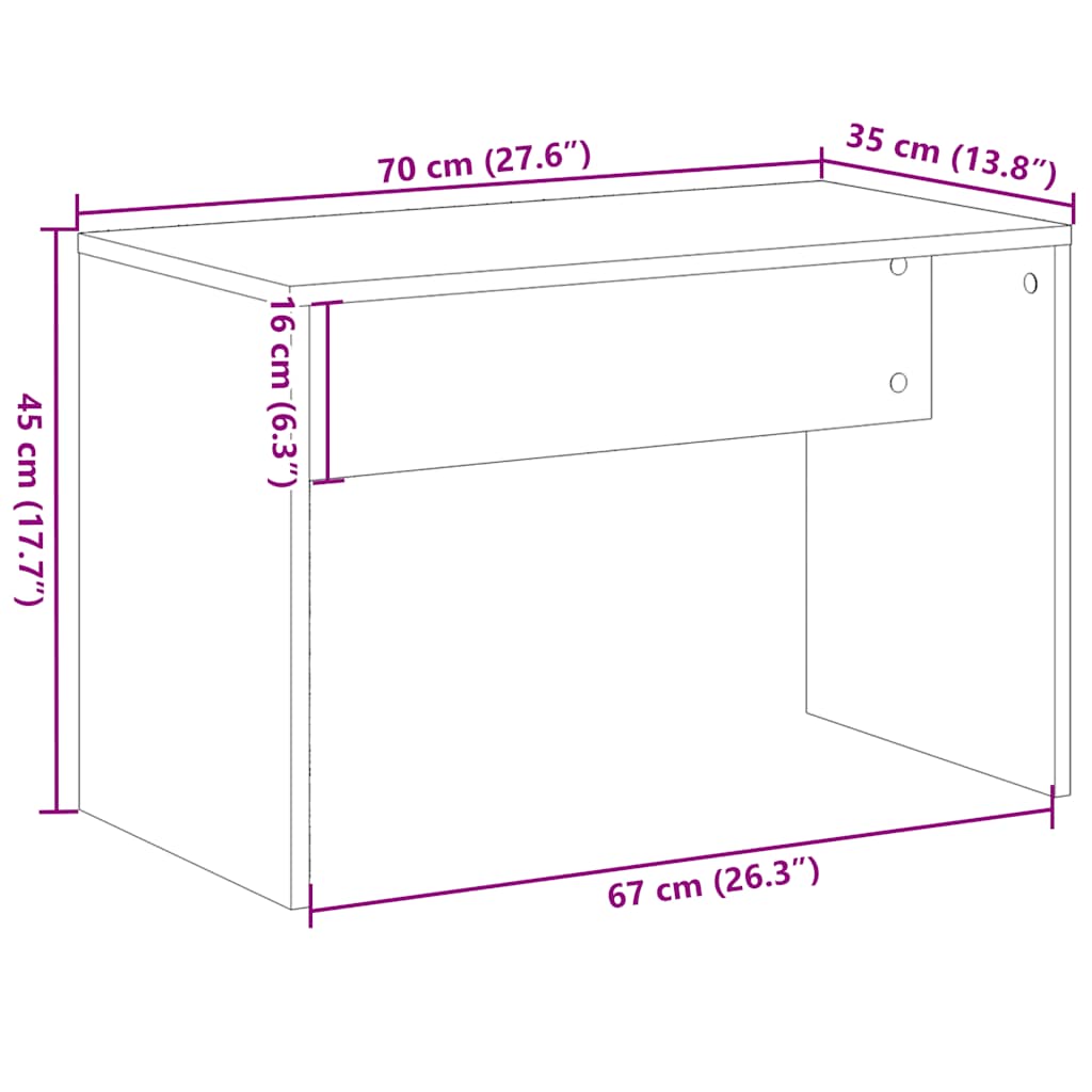 vidaXL Taburete vestidor madera contrachapada madera vieja 70x35x45 cm