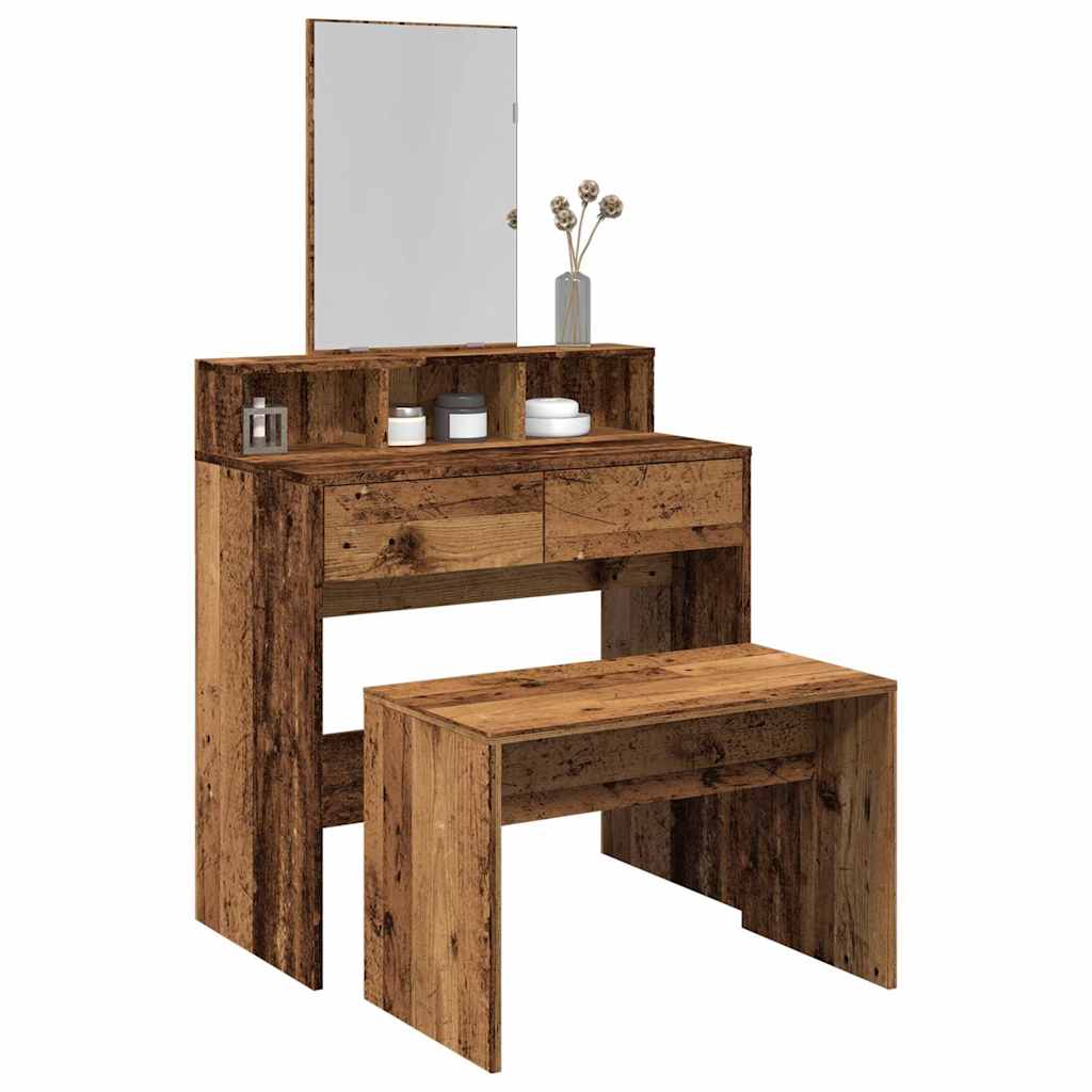 vidaXL Taburete vestidor madera contrachapada madera vieja 70x35x45 cm