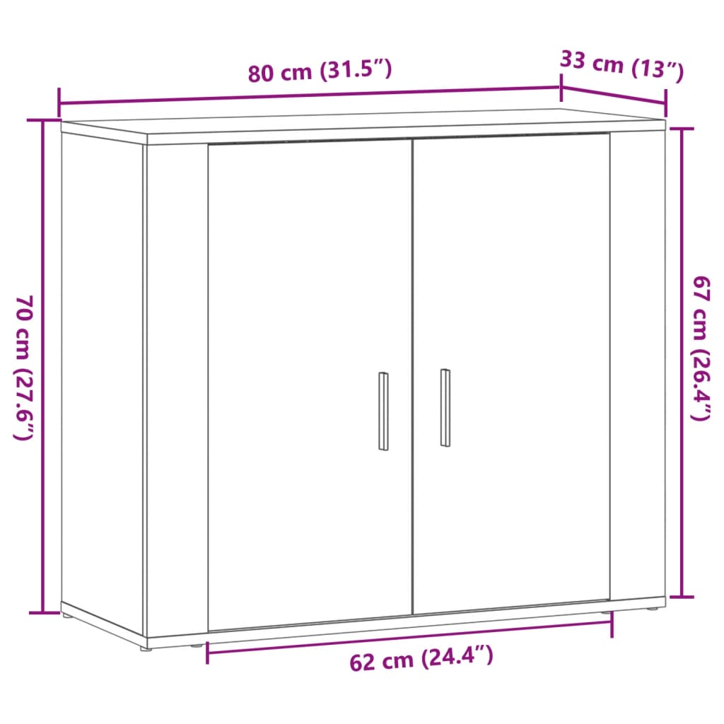 vidaXL Aparador madera de ingeniería madera envejecida 80x33x70 cm