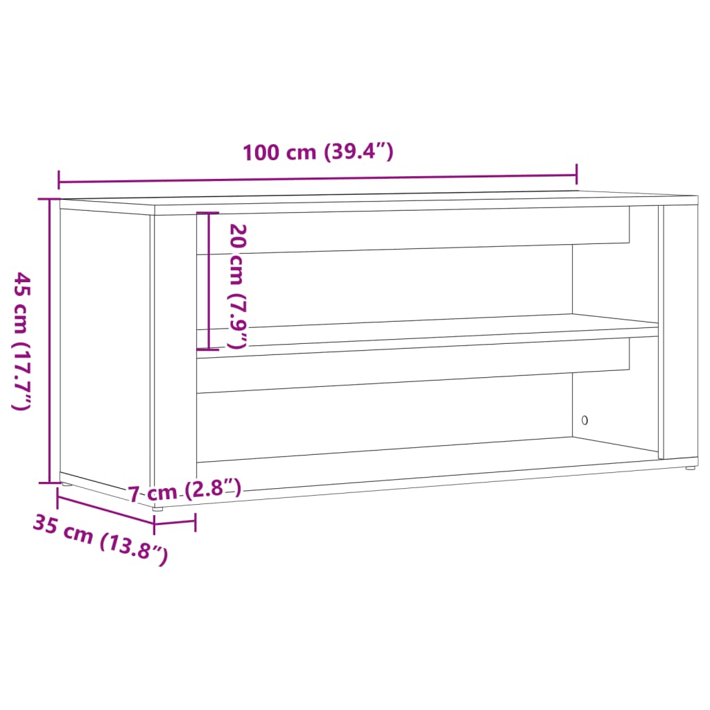 vidaXL Mueble zapatero madera de ingeniería roble artisan 100x35x45 cm