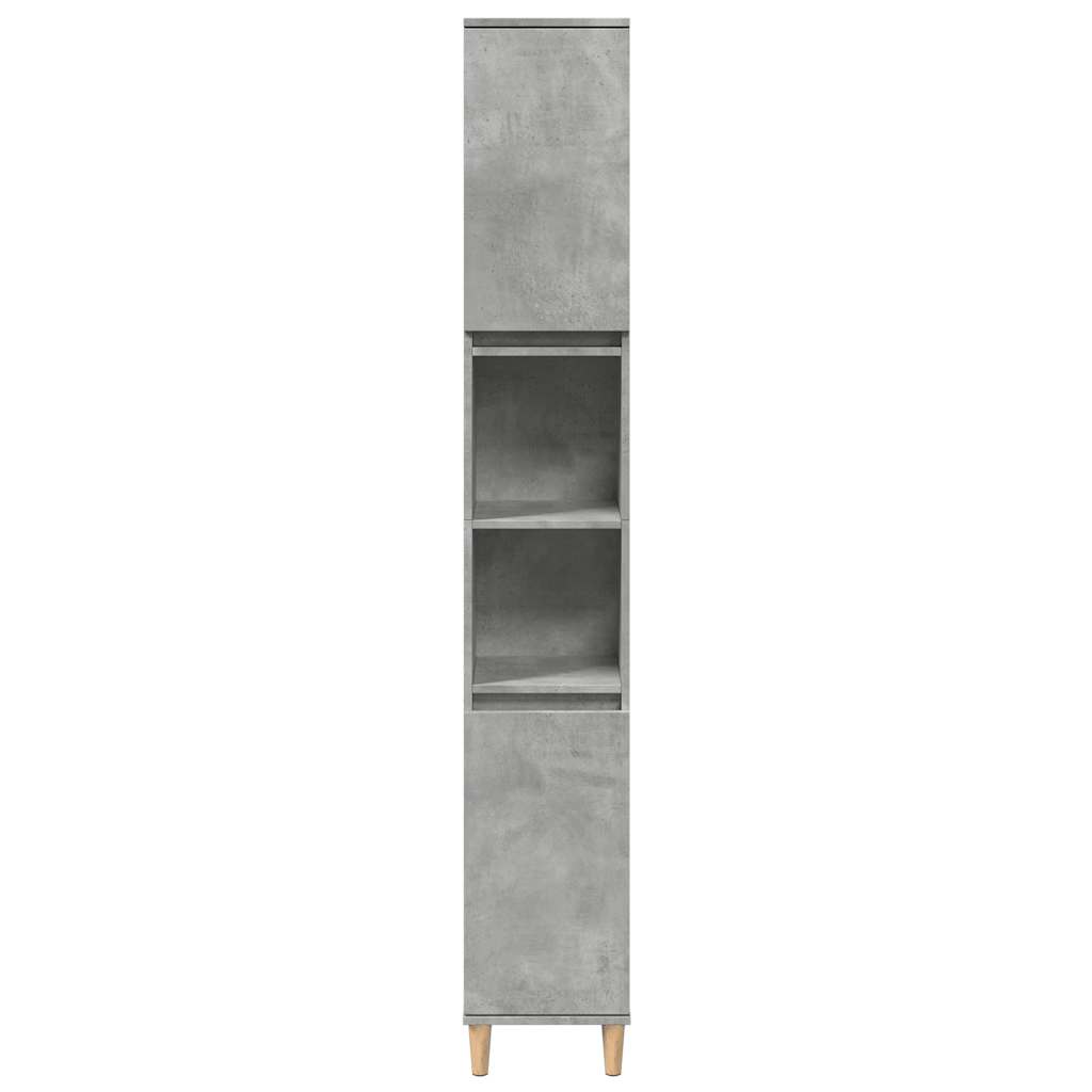 vidaXL Armario de baño madera contrachapada gris hormigón 30x30x190 cm