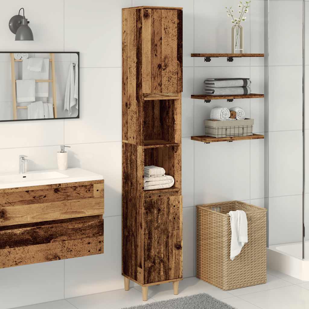 vidaXL Armario de baño madera de ingeniería envejecida 30x30x190 cm