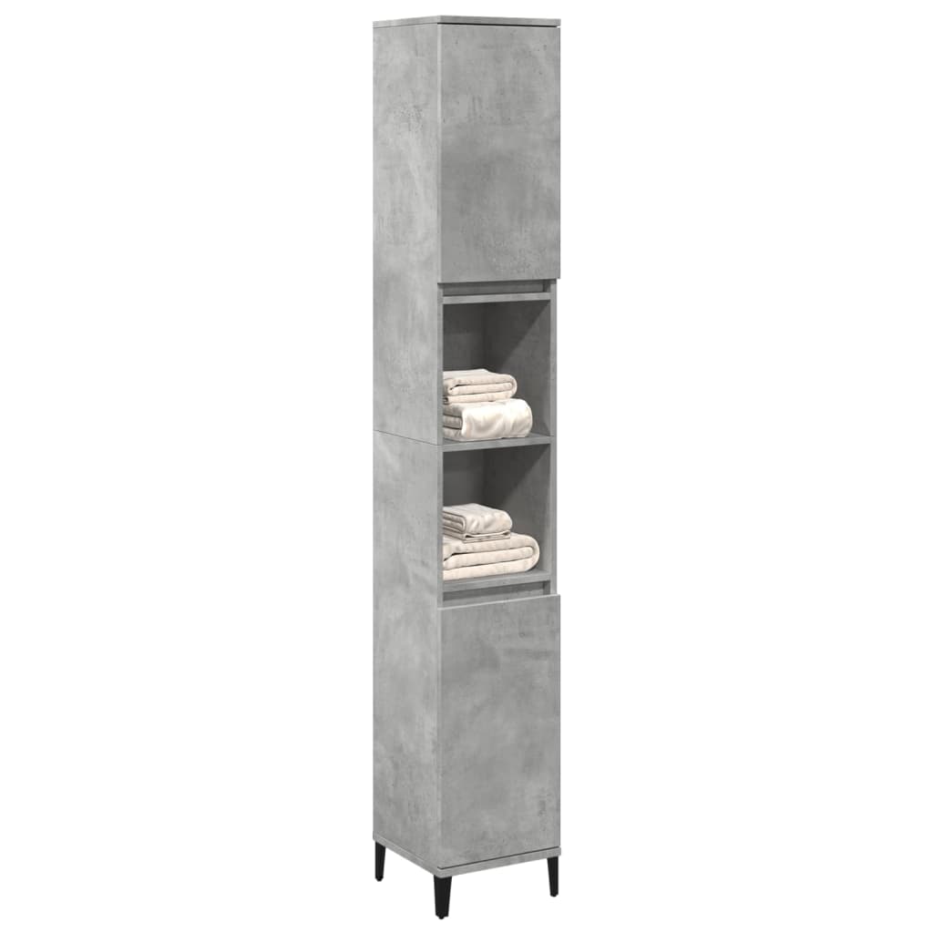 vidaXL Armario de baño madera contrachapada gris hormigón 30x30x190 cm