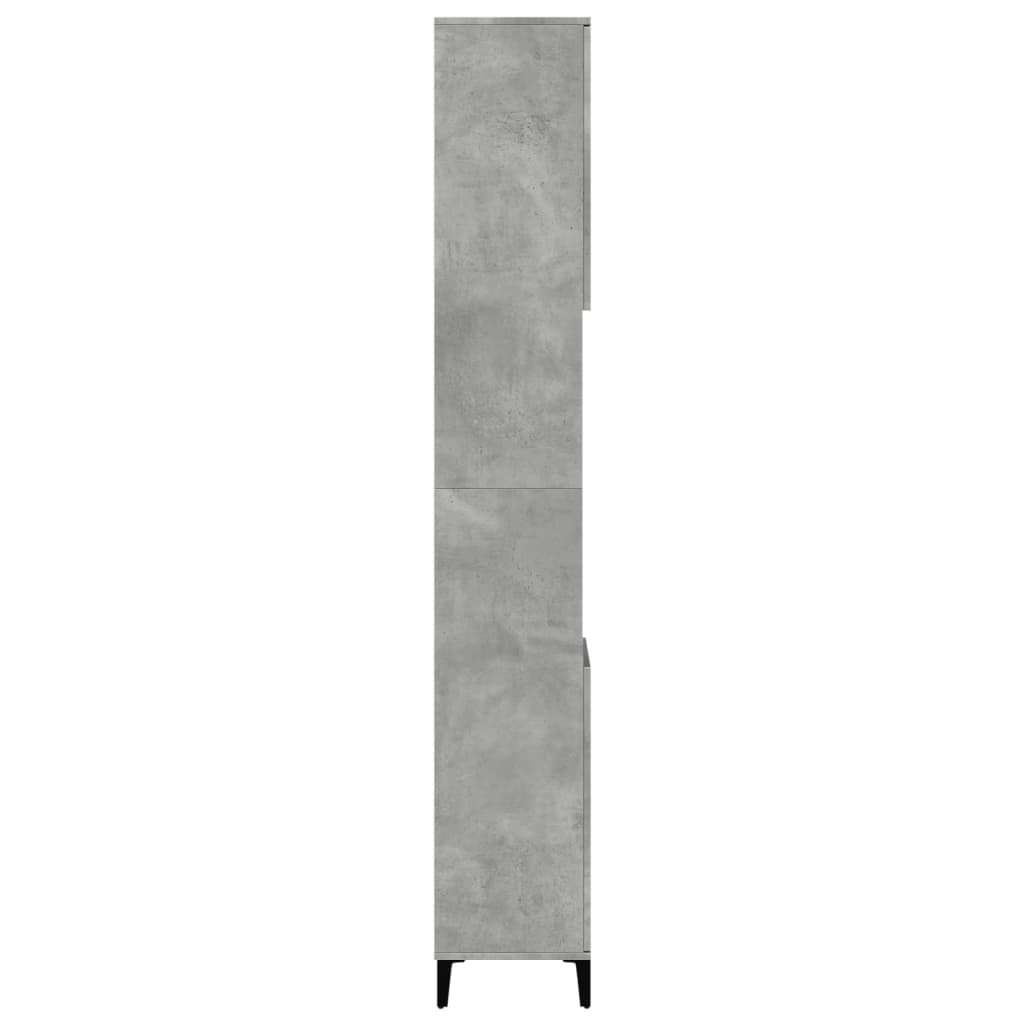 vidaXL Armario de baño madera contrachapada gris hormigón 30x30x190 cm