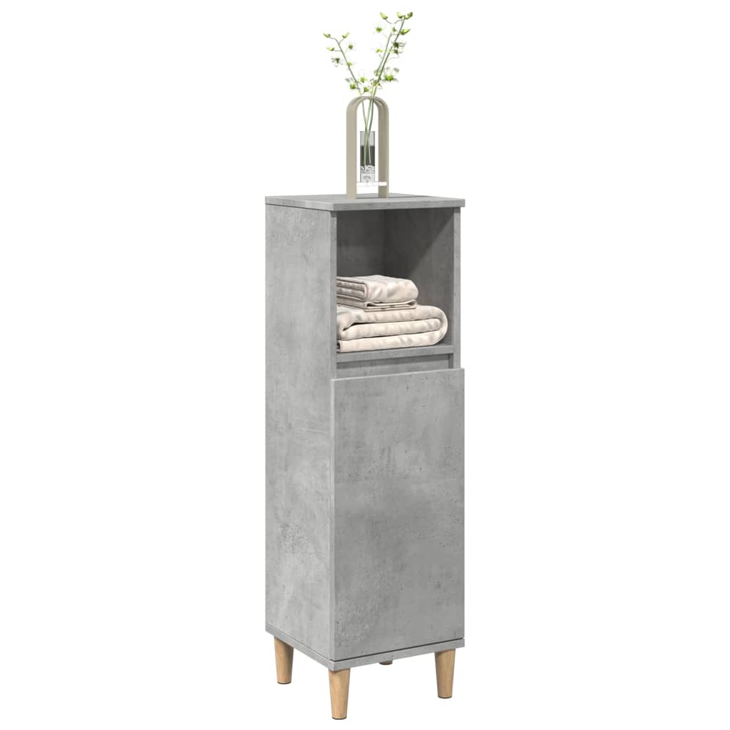 vidaXL Armario de baño madera contrachapada gris hormigón 30x30x100 cm