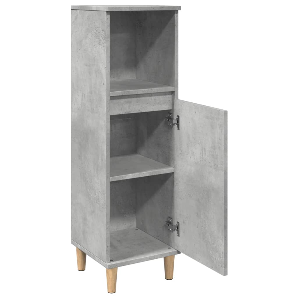 vidaXL Armario de baño madera contrachapada gris hormigón 30x30x100 cm