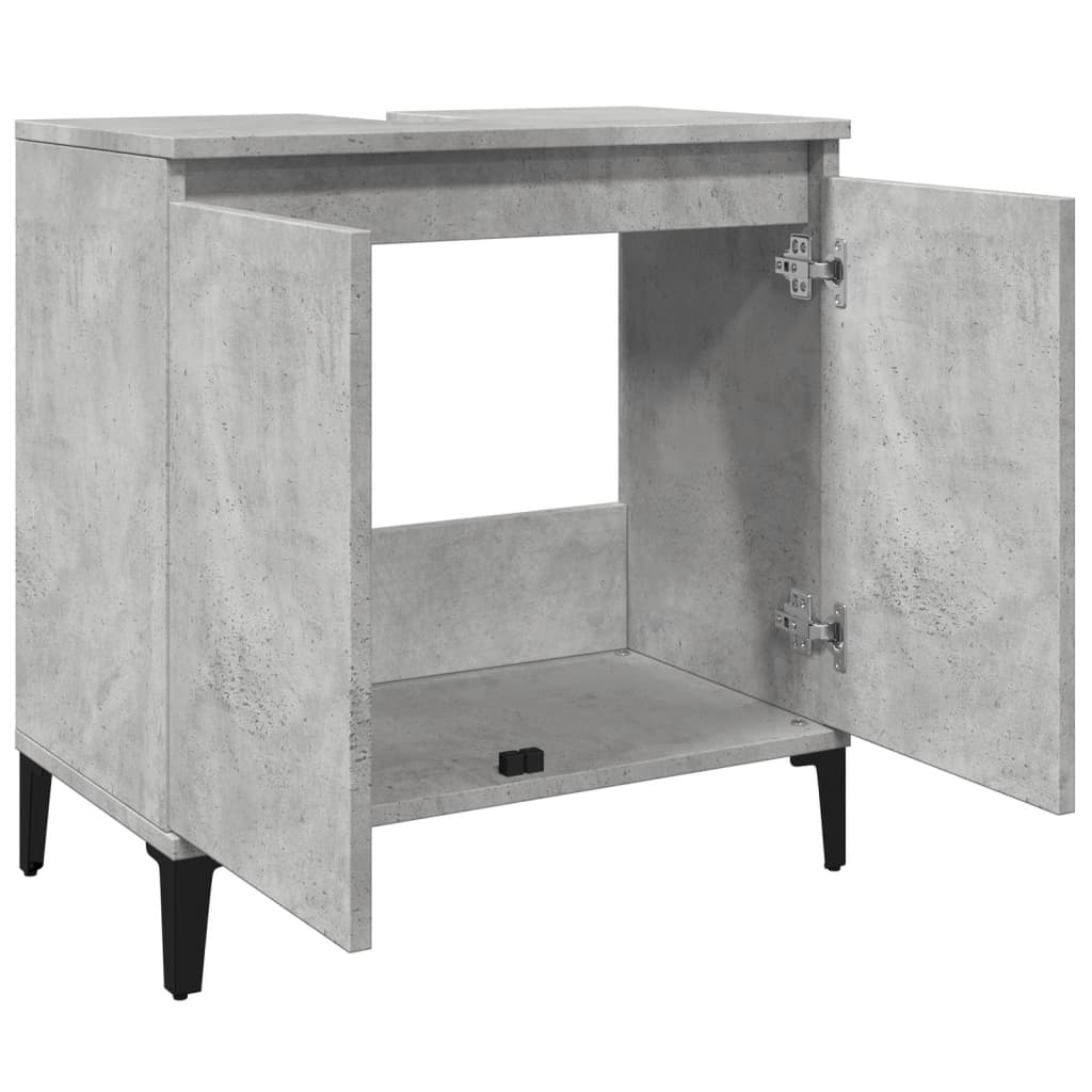 vidaXL Armario de lavabo madera contrachapada gris hormigón 58x33x60cm