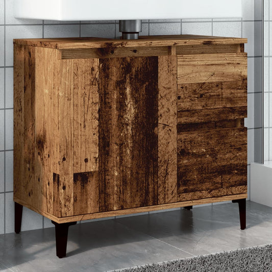 vidaXL Armario de lavabo baño madera ingeniería envejecida 65x33x60 cm