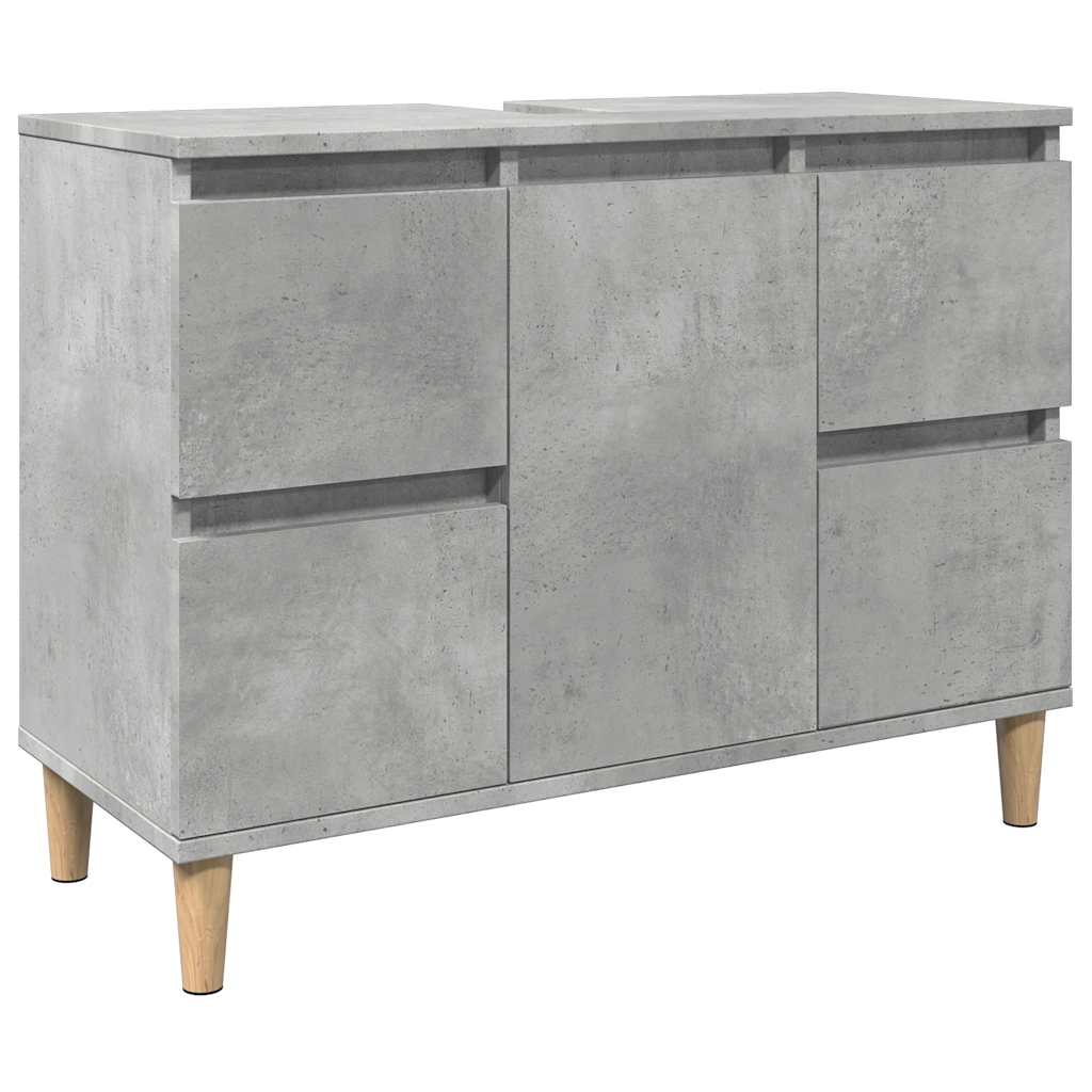 vidaXL Armario de lavabo madera contrachapada gris hormigón 80x33x60cm