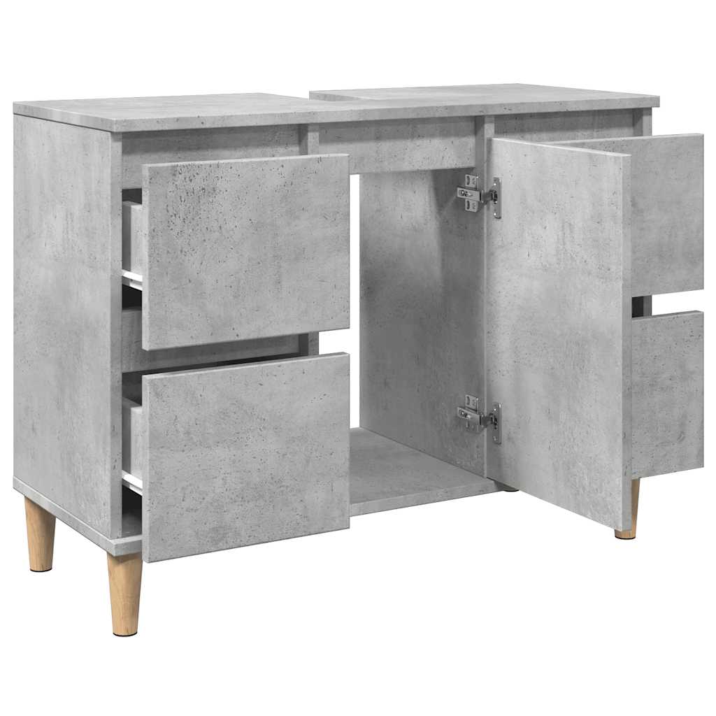 vidaXL Armario de lavabo madera contrachapada gris hormigón 80x33x60cm