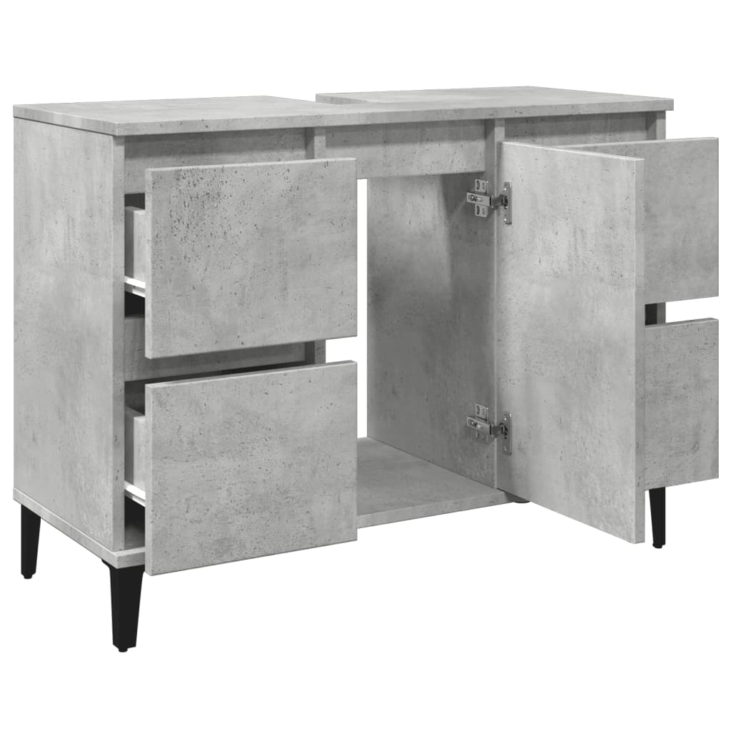 vidaXL Armario de lavabo madera contrachapada gris hormigón 80x33x60cm