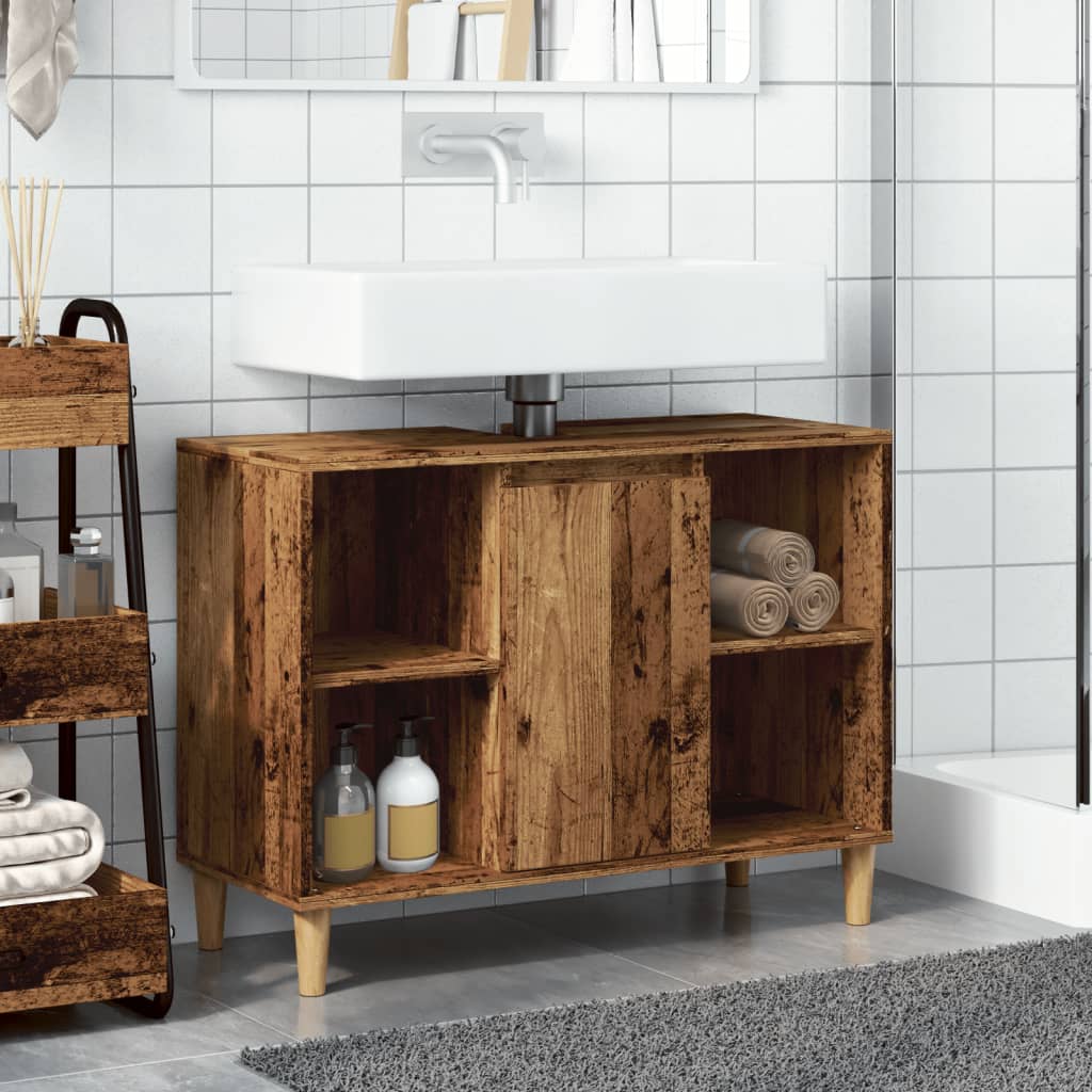 vidaXL Mueble de baño madera de ingeniería envejecida 80x33x60 cm