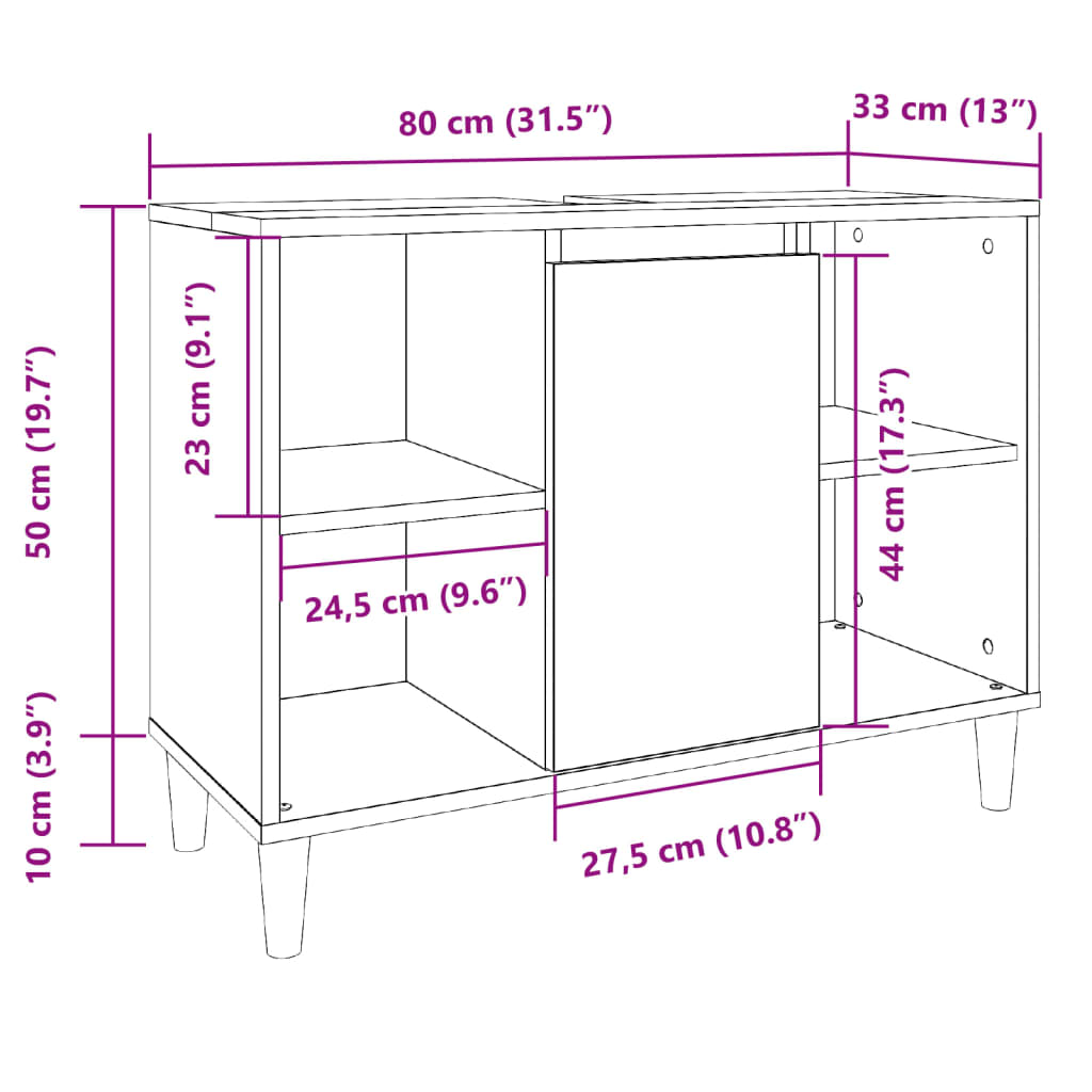 vidaXL Mueble de baño madera de ingeniería envejecida 80x33x60 cm