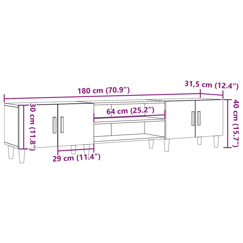 vidaXL Mueble de TV madera de ingeniería roble artisan 180x31,5x40 cm