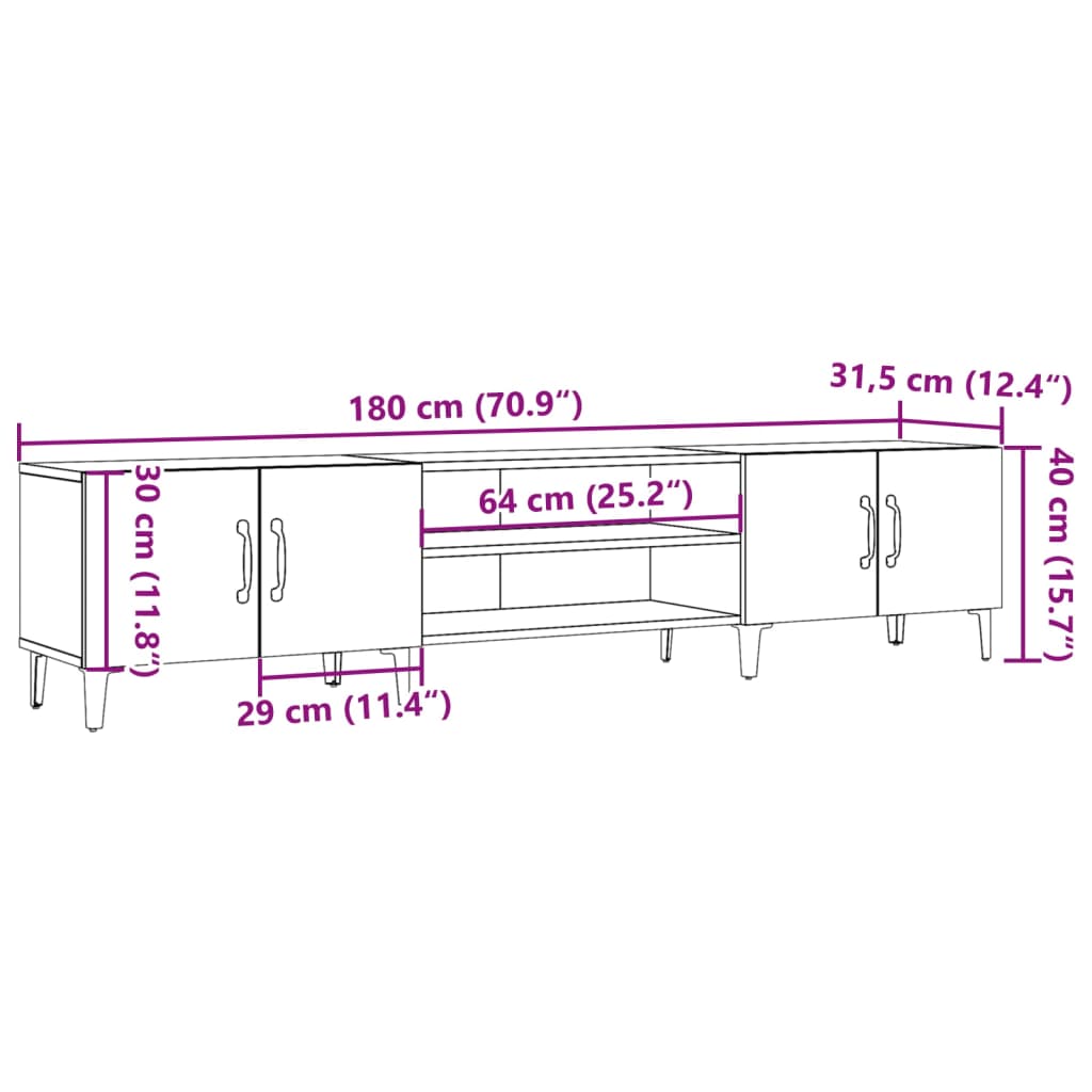 vidaXL Mueble de TV madera de ingeniería roble artisian 180x31,5x40 cm