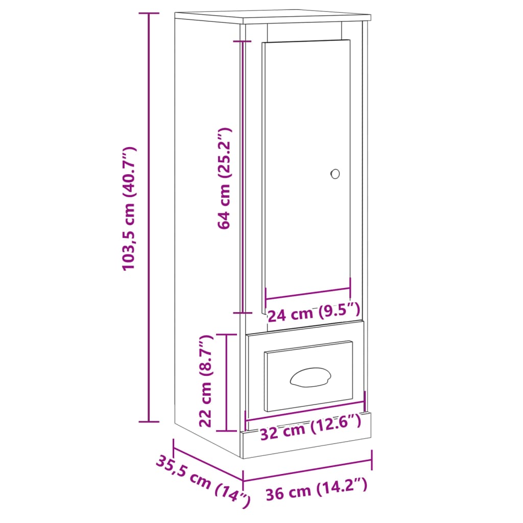 vidaXL Aparador madera de ingeniería roble artisian 36x35,5x103,5 cm