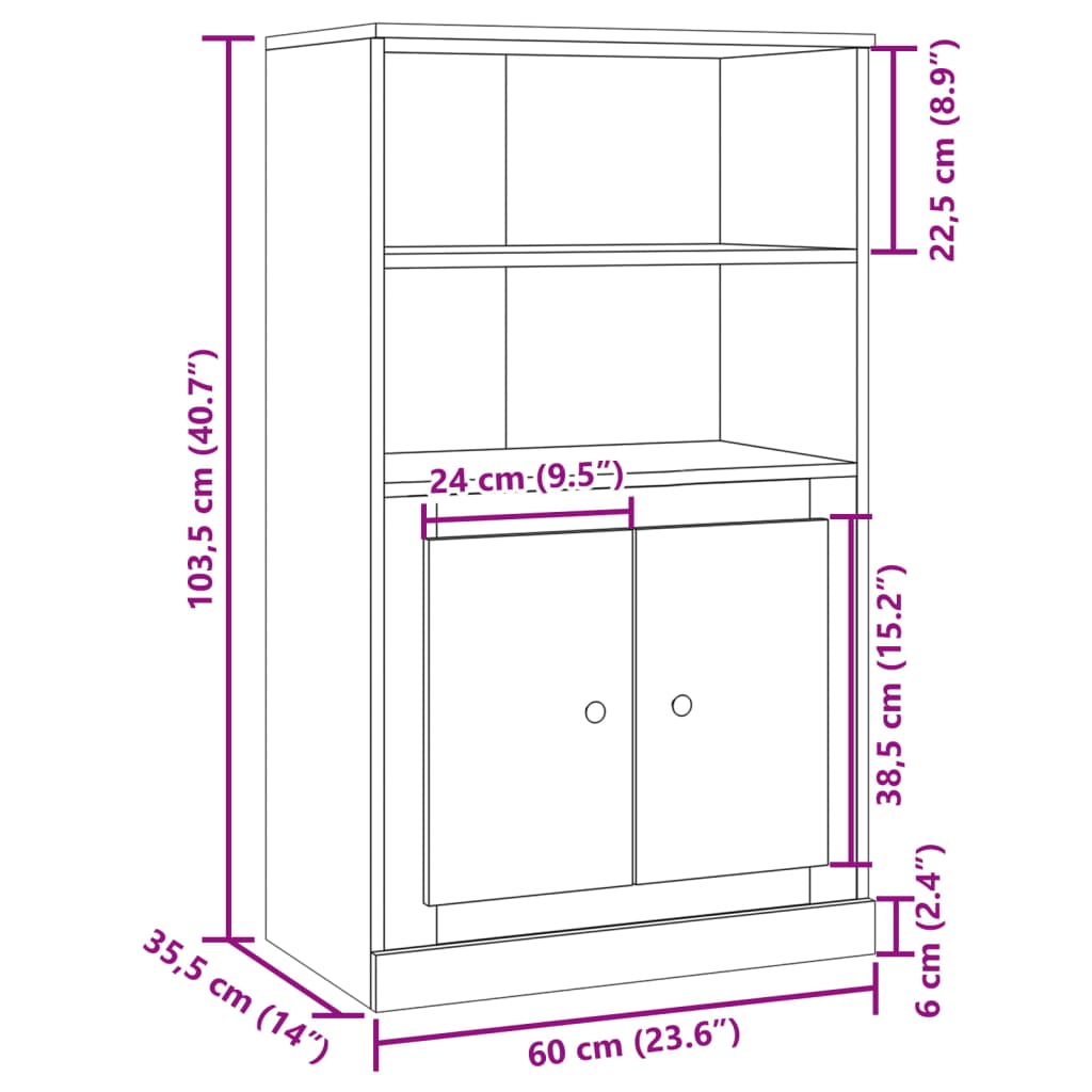 vidaXL Aparador de madera de ingeniería envejecido 60x35,5x103,5 cm